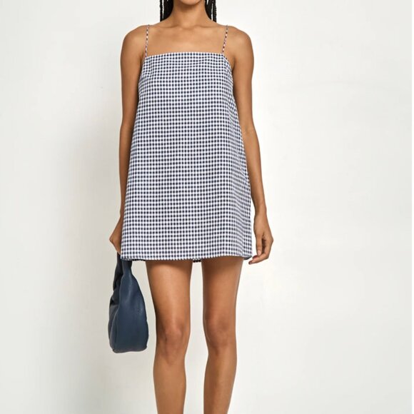 Navy Gingham Mini Sundress - Picture 1 of 4
